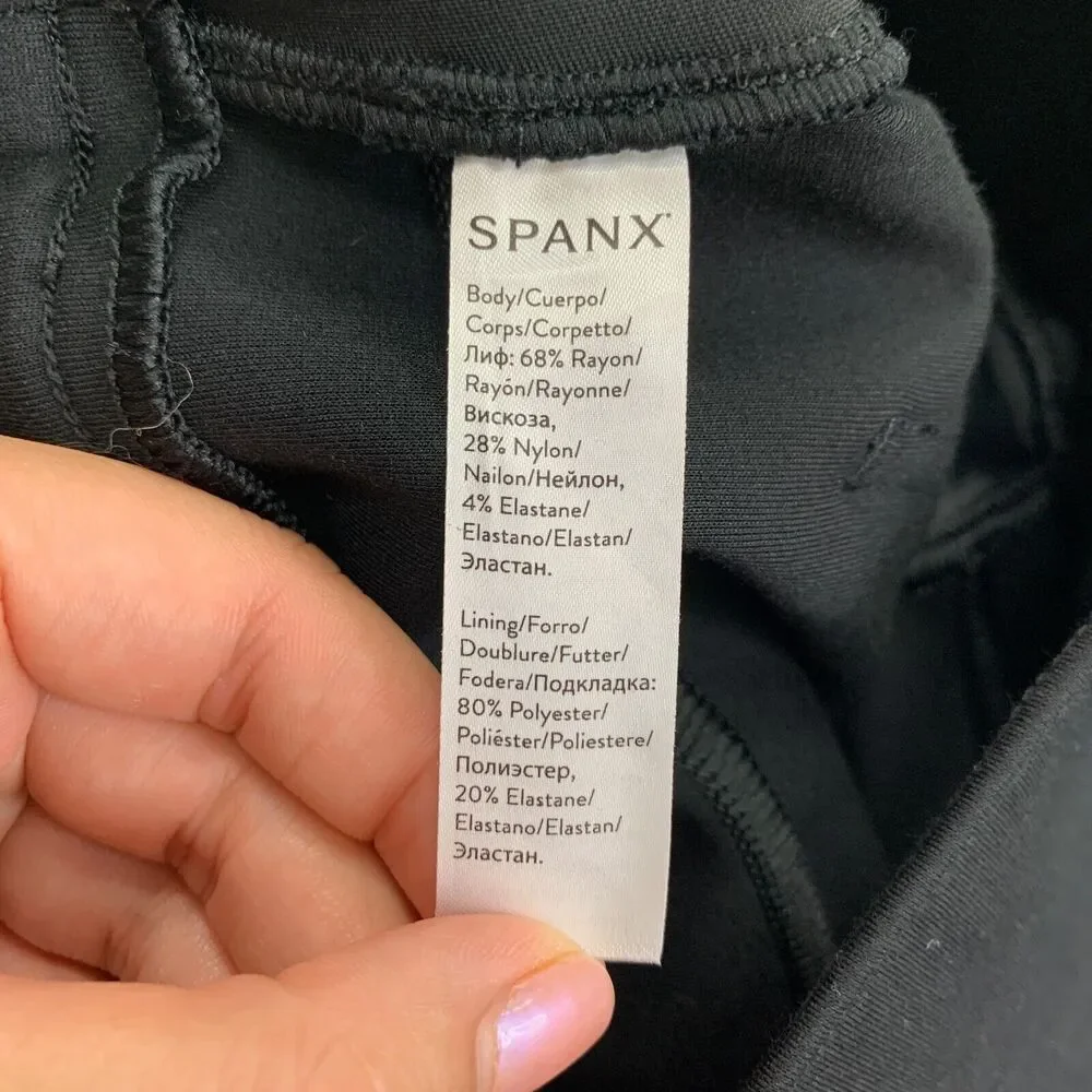 Spanx Pant Womens SP Small Petite The Perfect Black Ankle Ponte Knit Pull On